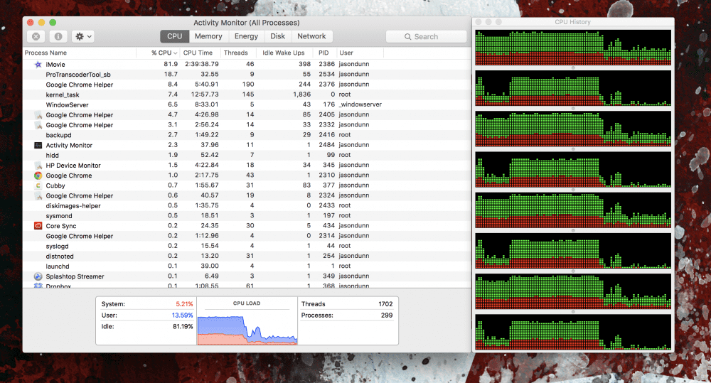 second render, low CPU use